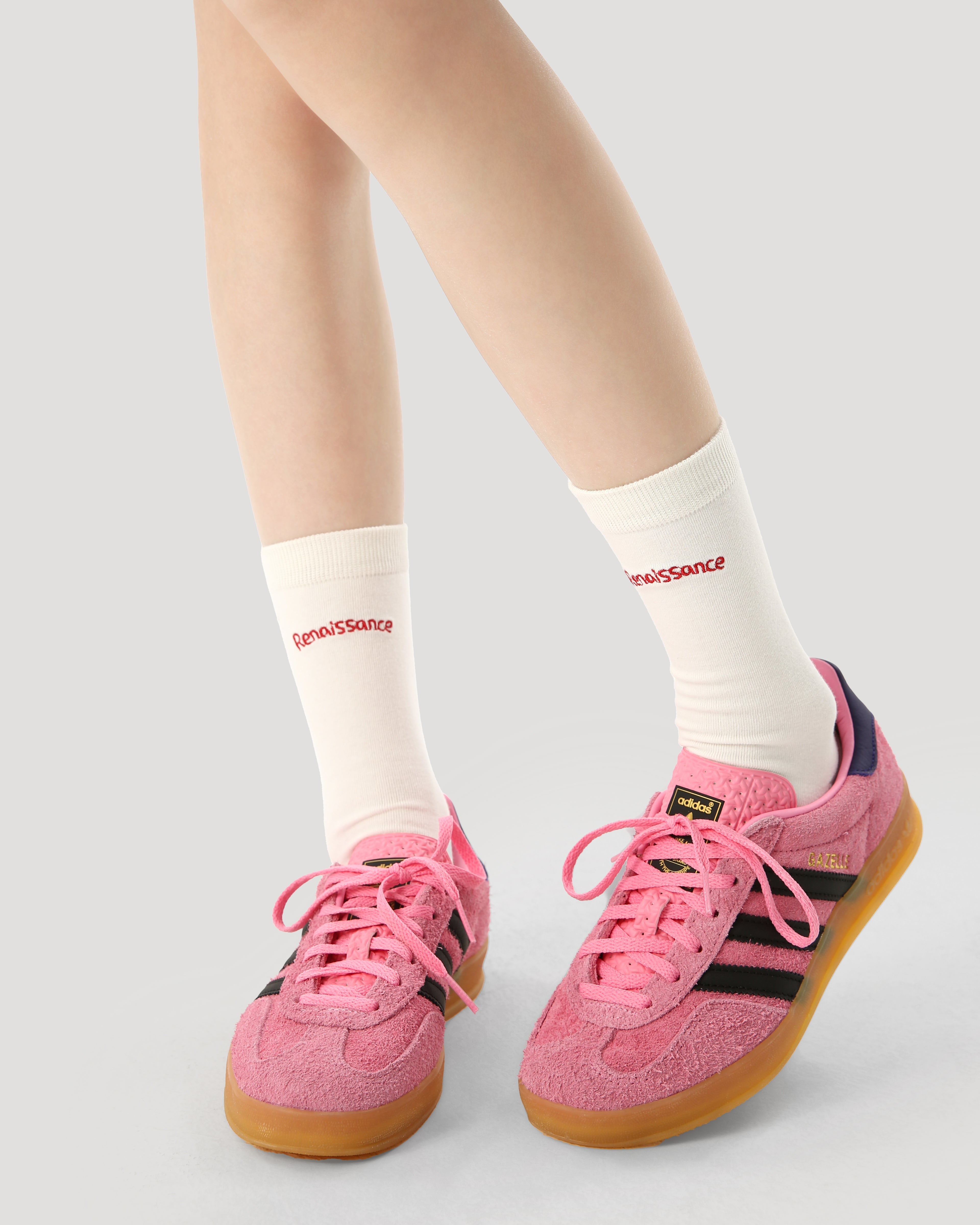 3-Pack Women Grey College Series Crew Socks Casual Versatile Socks - SWEET NANA Main image