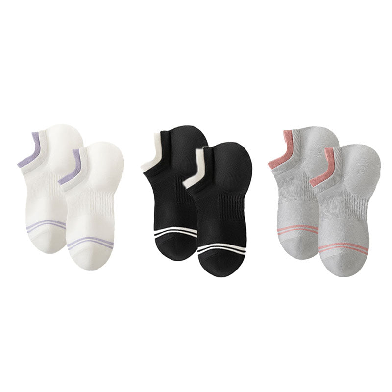 3-Pack Women's No Show Socks Cotton Thin Breathable Double Deck Cuff Socks