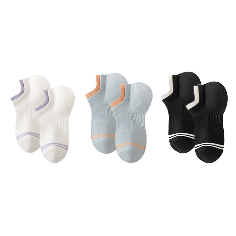 3-Pack Women's No Show Socks Cotton Thin Breathable Double Deck Cuff Socks