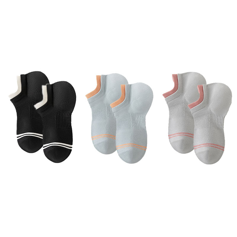 3-Pack Women's No Show Socks Cotton Thin Breathable Double Deck Cuff Socks