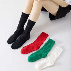 Sweetnana Seamless Crew Socks for Women Cozy Thick Cotton with Cute 3D Pattern Series Trendy and Warm Socks Perfect for Stylish Comfort