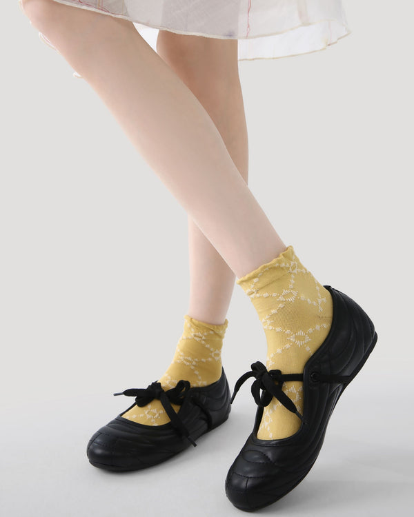 3 Pack Womens Ankle Socks Floral Polka Dot Geometric Pattern Combed Cotton