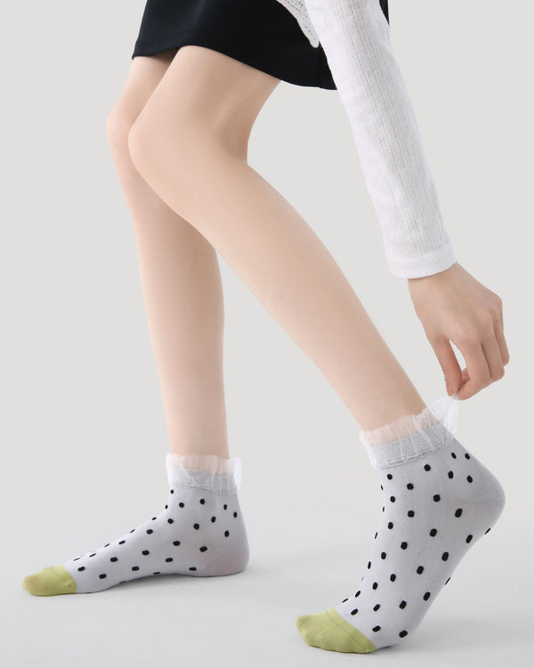 3 Pack Womens Ankle Socks Floral Polka Dot Geometric Pattern Combed Cotton