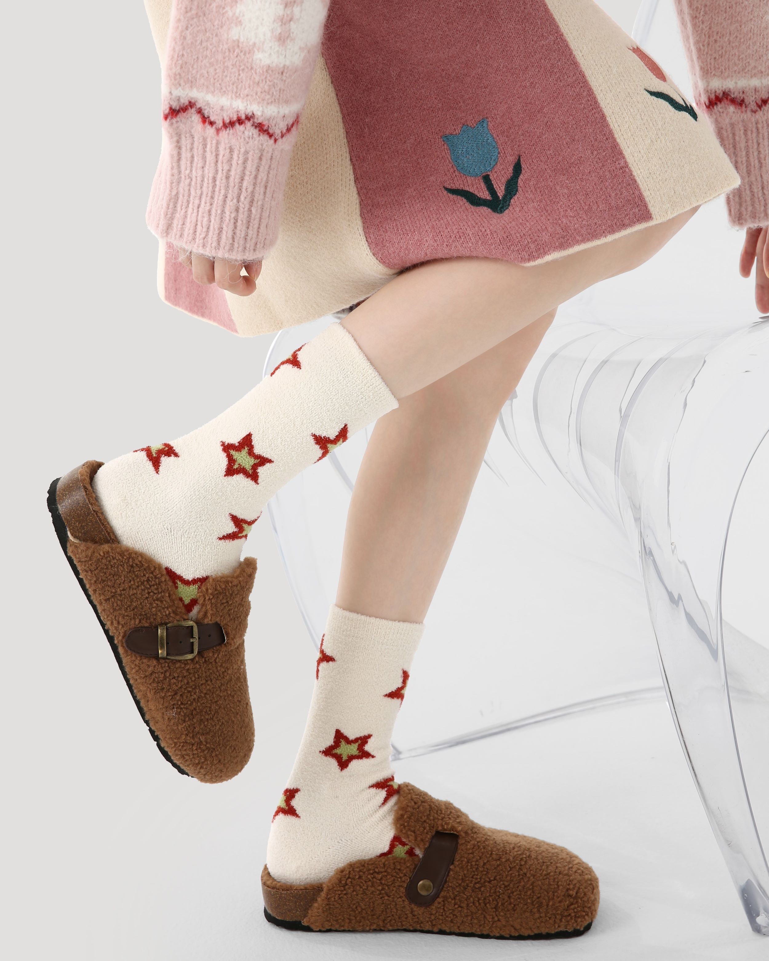 3 Pack Womens Crew Socks Bunny Crisp Cookie Cute Rabbit Cotton