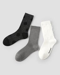 3 Pack Womens Crew Socks Cangshan Snow Series Mixed Design Soft