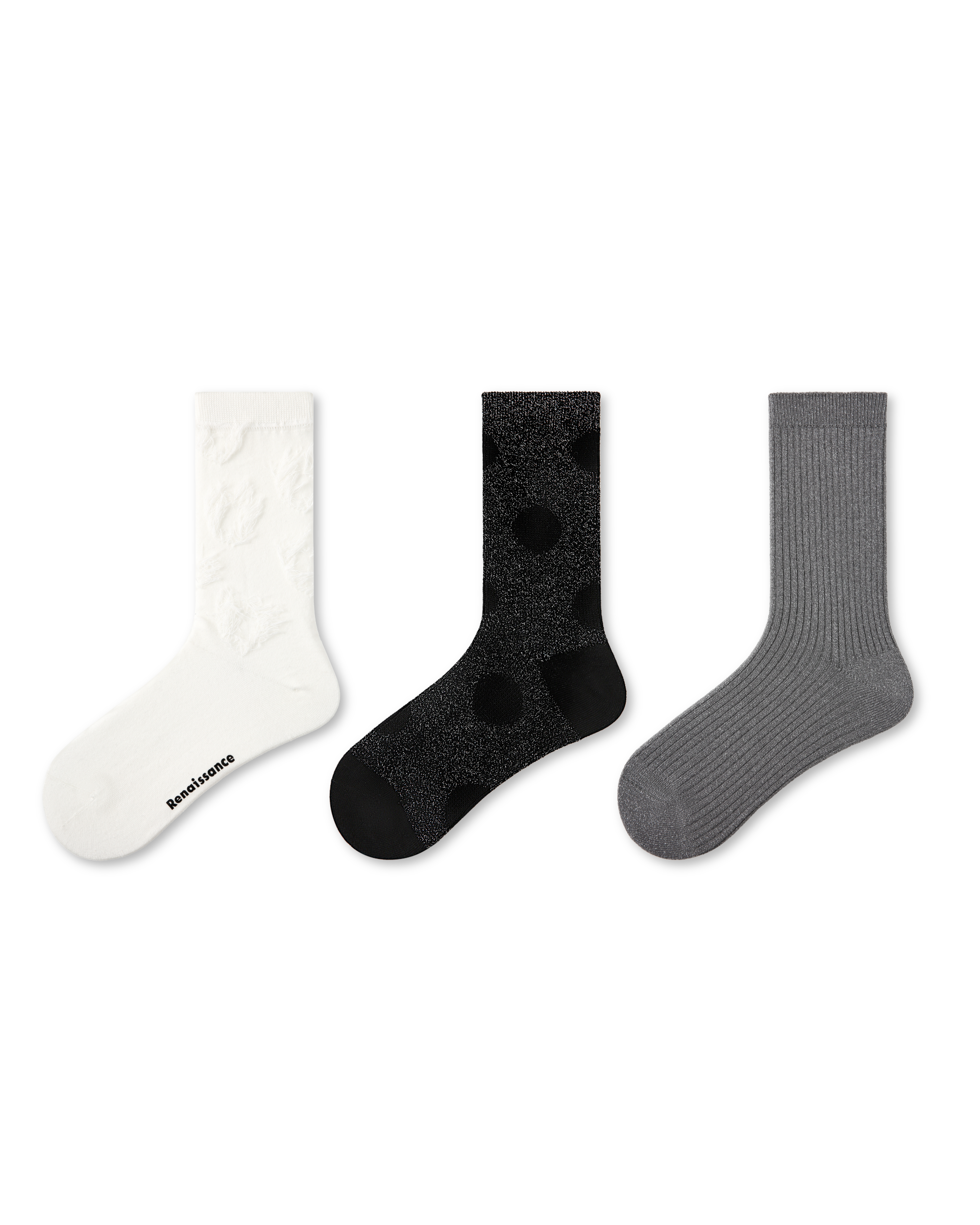 3組合女款中筒襪 Cangshan Snow 系列 混合設計 柔軟