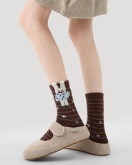 3 Pack Womens Crew Socks Clever Fun Lazy Rabbit Cute Bunny