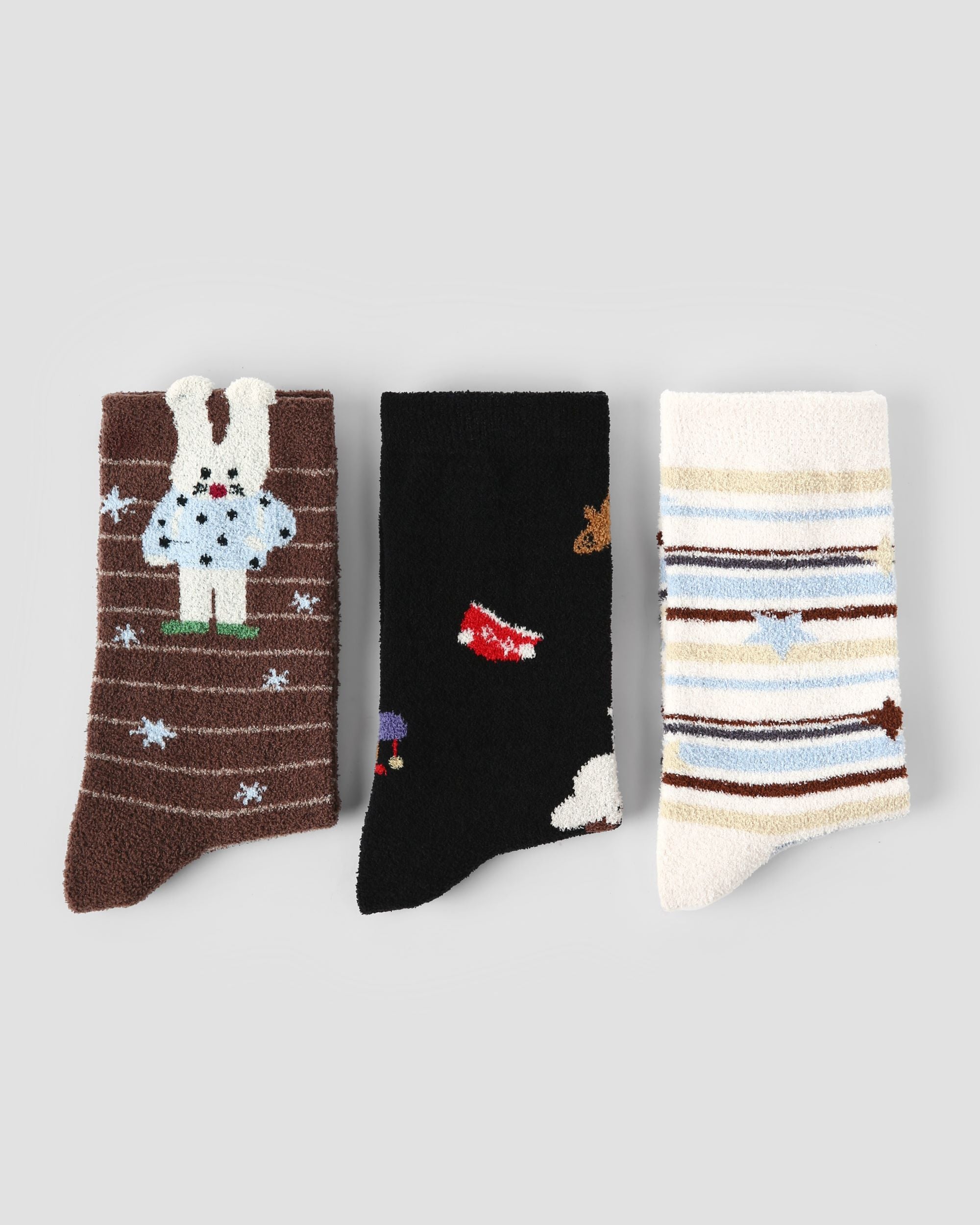 3 Pack Womens Crew Socks Clever Fun Lazy Rabbit Cute Bunny