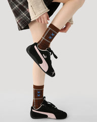 3 Pack Womens Crew Socks Coffee Time Cute Cup Clock Pattern