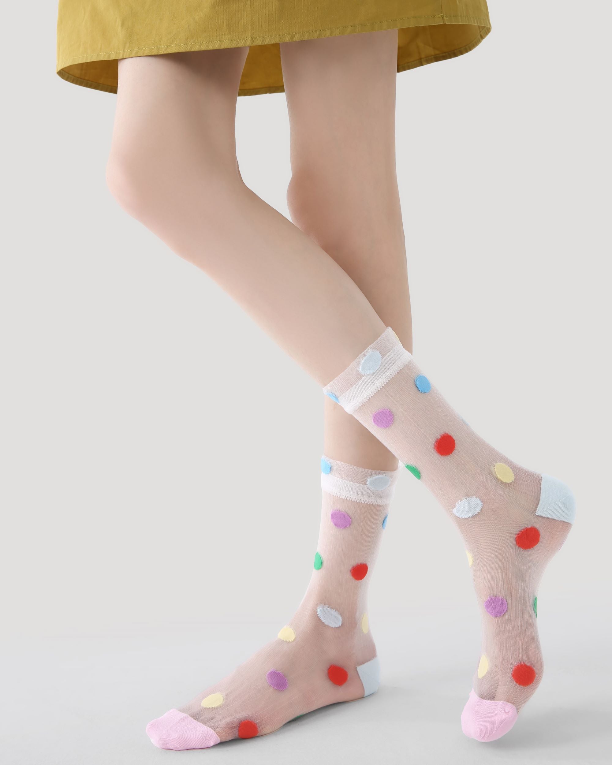 3 Pack Womens Crew Socks Colorful Scribble Dot Stripe Pattern Everyday Secondary image