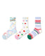 3 Pack Womens Crew Socks Colorful Scribble Dot Stripe Pattern Everyday