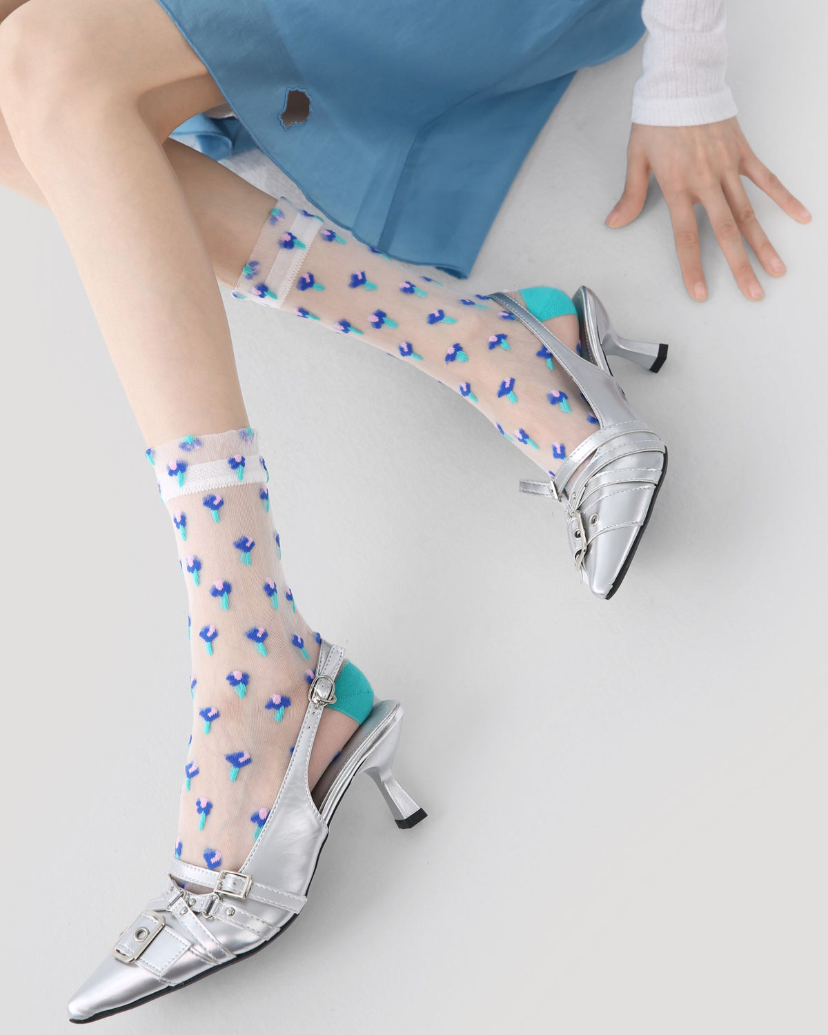 3 Pack Womens Crew Socks Colorful Stripe Floral Pattern Everyday