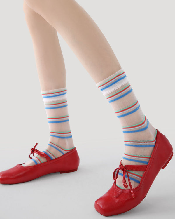 3 Pack Womens Crew Socks Colorful Stripe Floral Pattern Everyday
