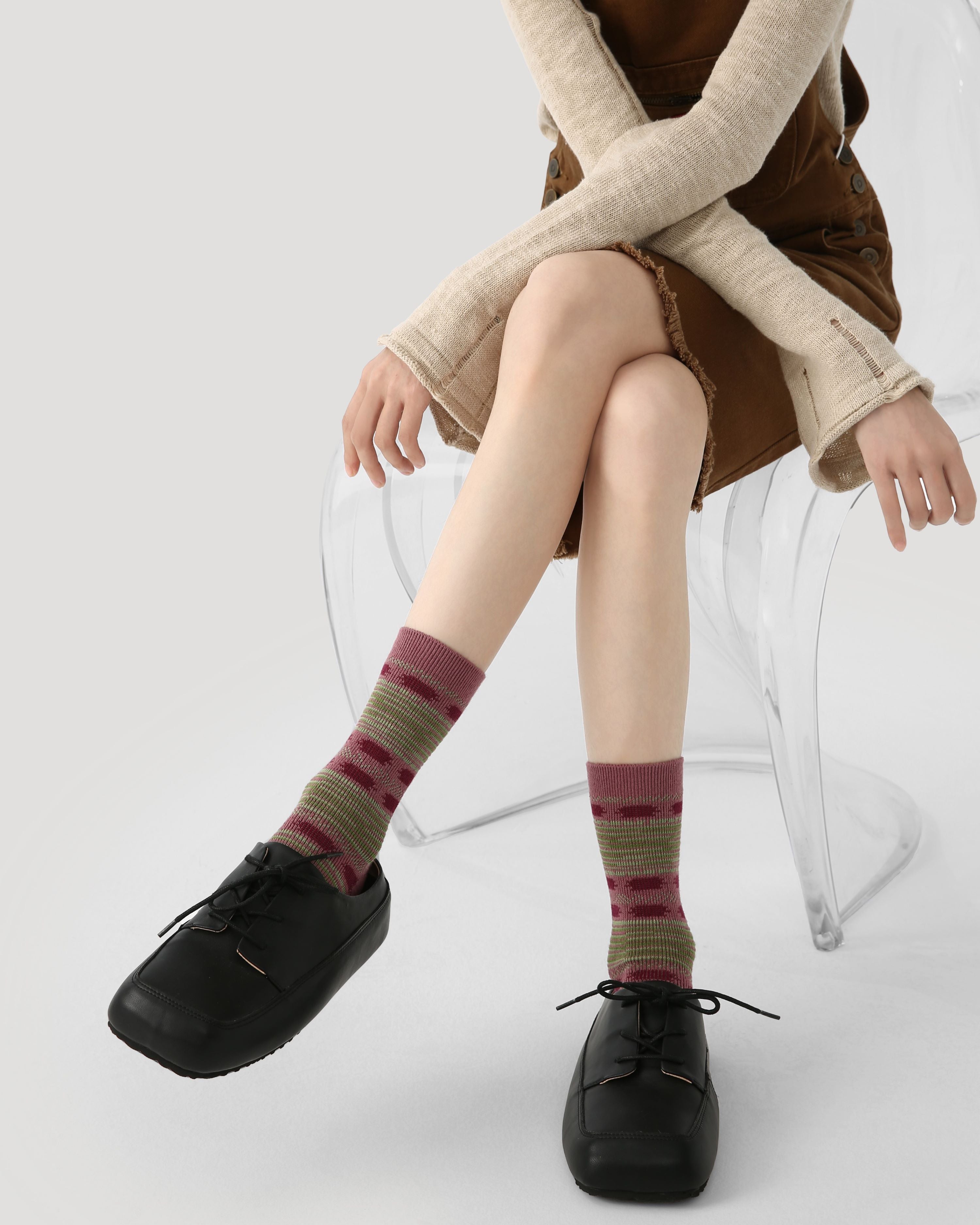 3 Pack Womens Crew Socks Matrix of Dance Geometric Pattern