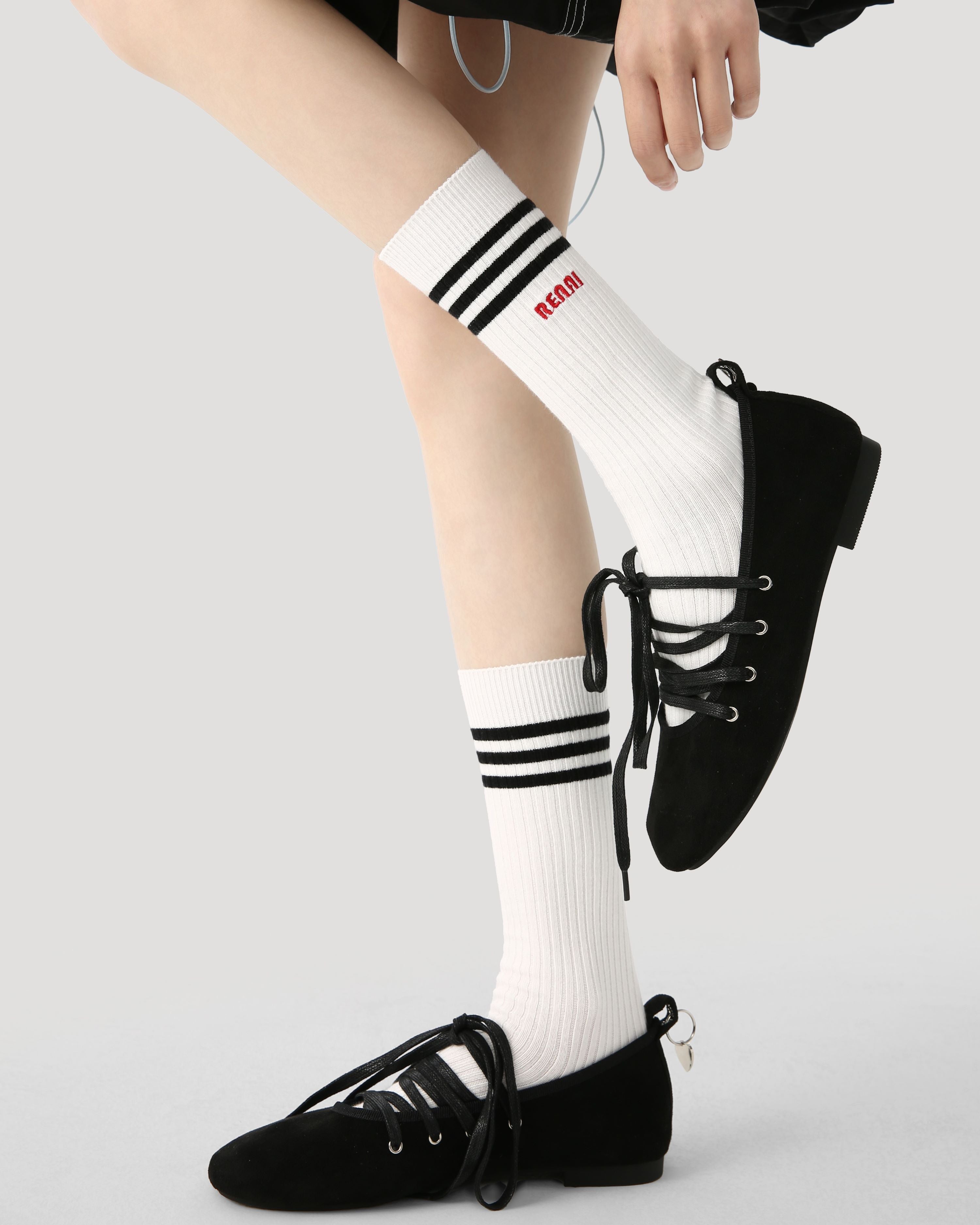 3 Pack Womens Crew Socks Order Academy Ribbed Cat Embroidered