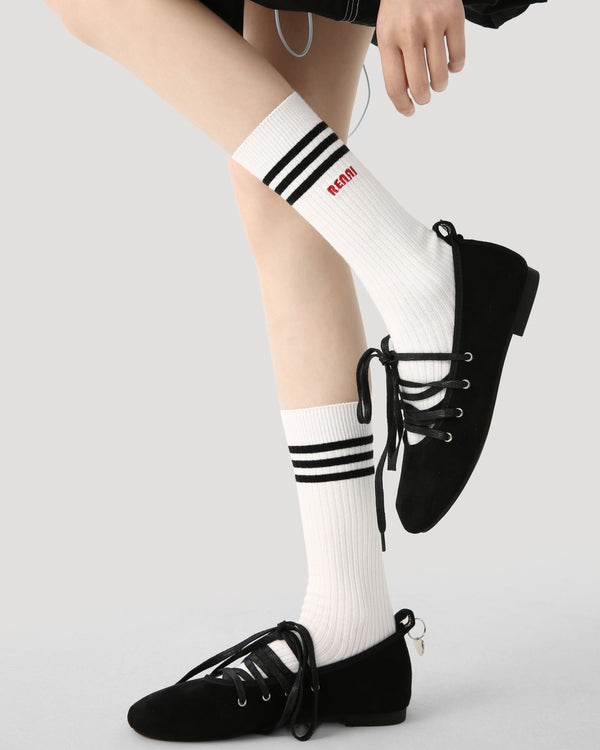 3 Pack Womens Crew Socks Order Academy Ribbed Cat Embroidered - SWEET NANA