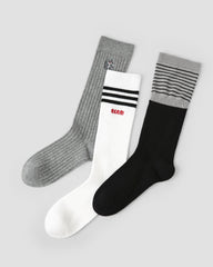 3 Pack Womens Crew Socks Order Academy Ribbed Cat Embroidered