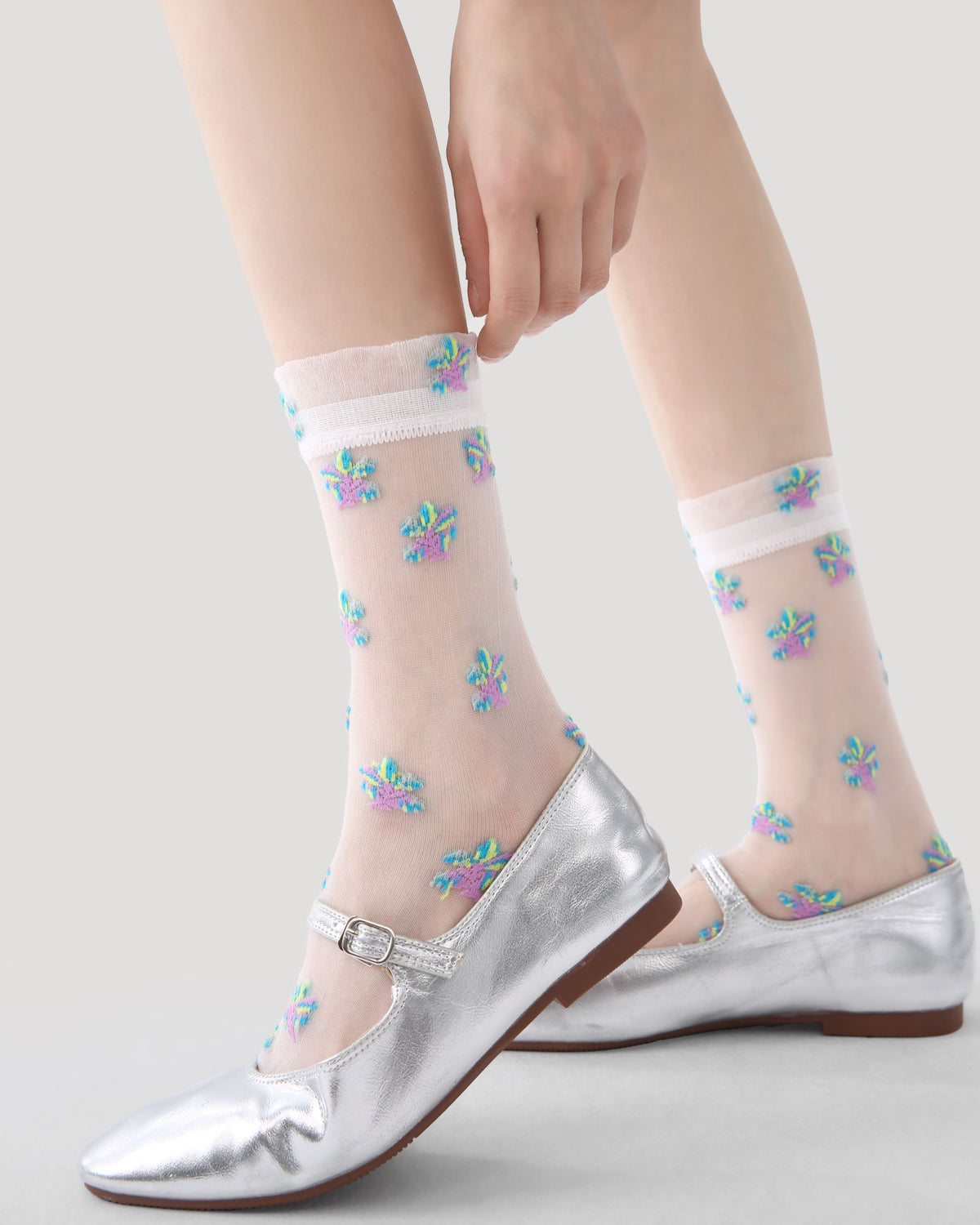 3 Pack Womens Crew Socks Pastel Floral Dot Stripe Pattern Everyday