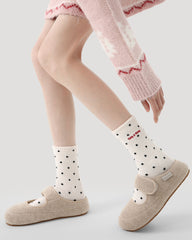 3 Pack Womens Crew Socks Sunny Blue Puff Bow Polka Dot