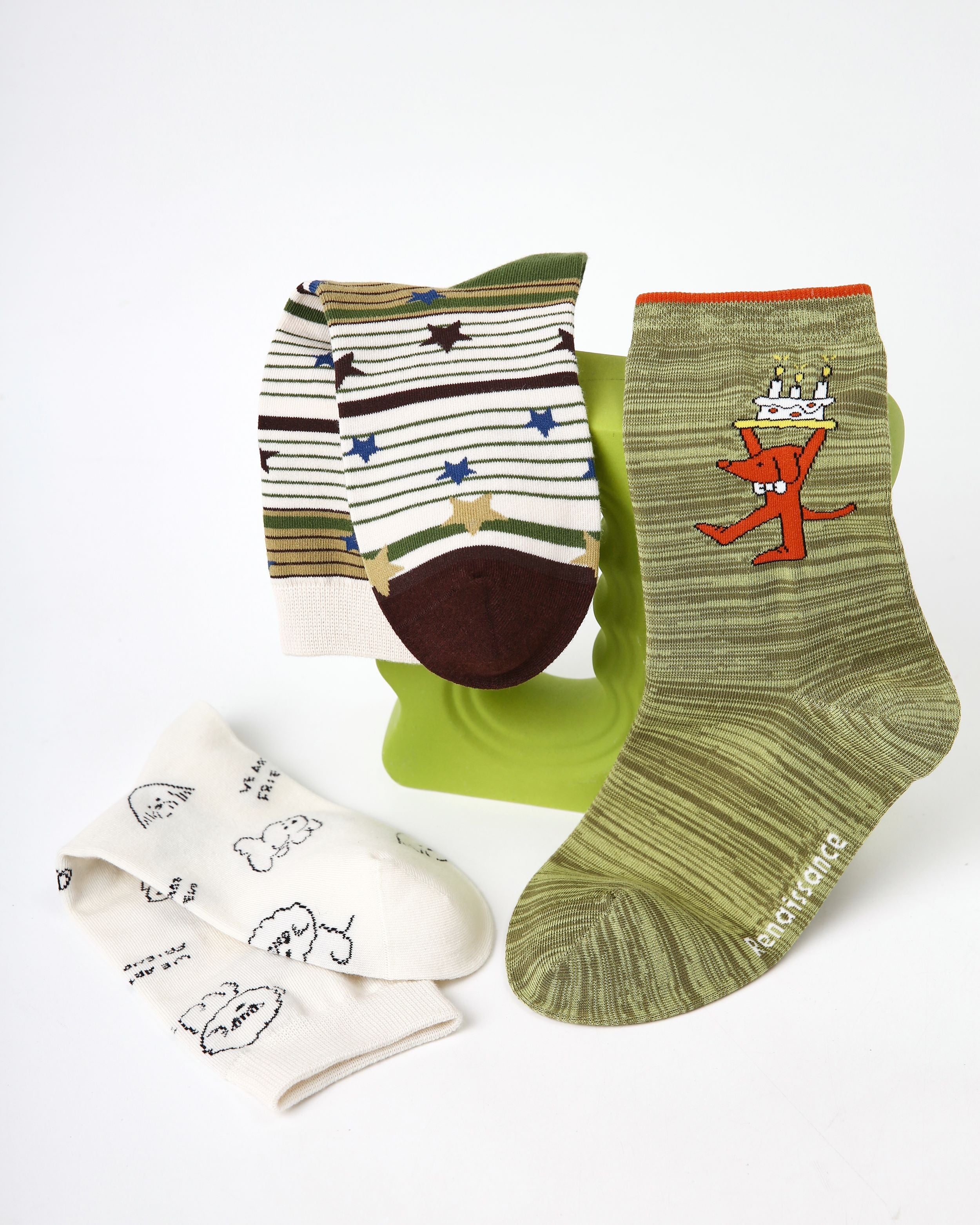 3 Pack Womens Crew Socks Waltz Melody Cute Animal Pattern