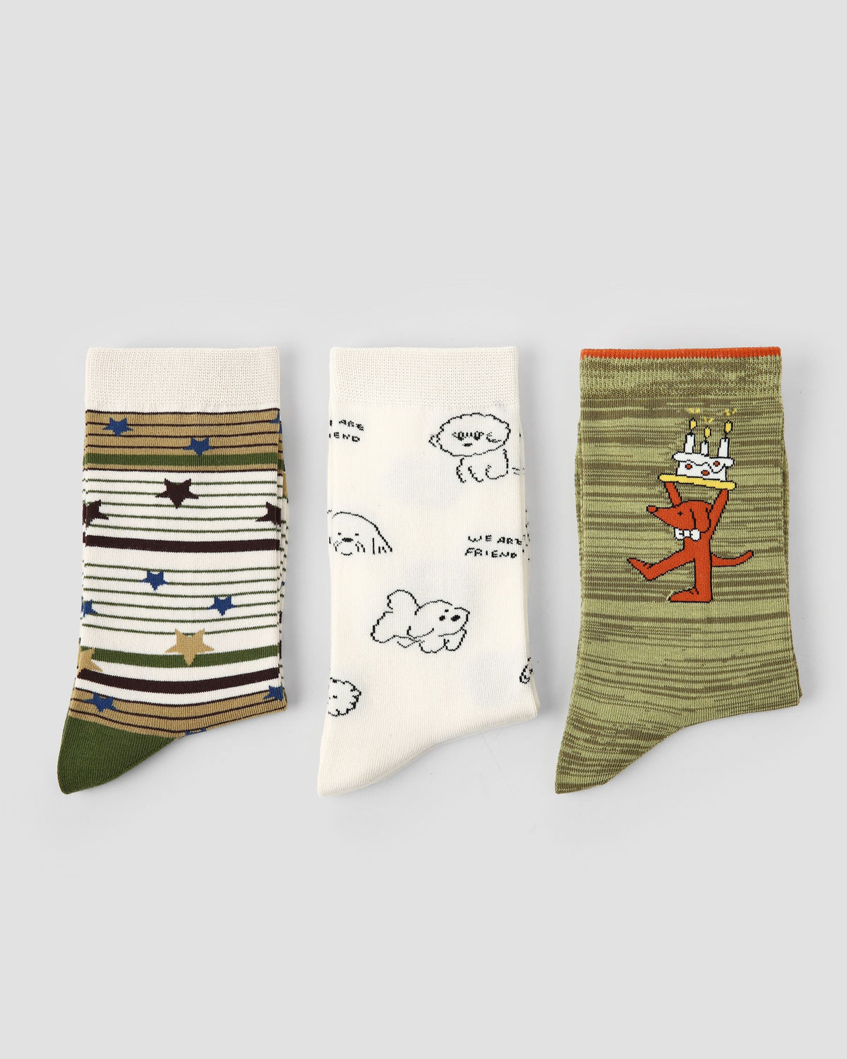3 Pack Womens Crew Socks Waltz Melody Cute Animal Pattern