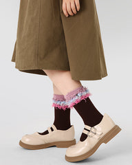 Sweetnana Children's Socks for Autumn and Winter, Tassels, Raw Edges Design, Personalized, Sweet and Cool Style, Thick, Warm, Cotton Mid-calf Socks.