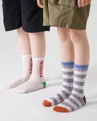 4-Pack Kids' Cotton Crew Socks Gummy Grizzly Bear Stripe Casual