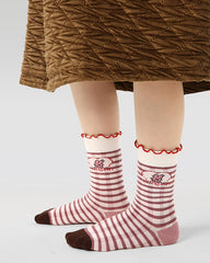 4-Pack Kids' Cotton Crew Socks Mousse Party Ruffle Cute Casual