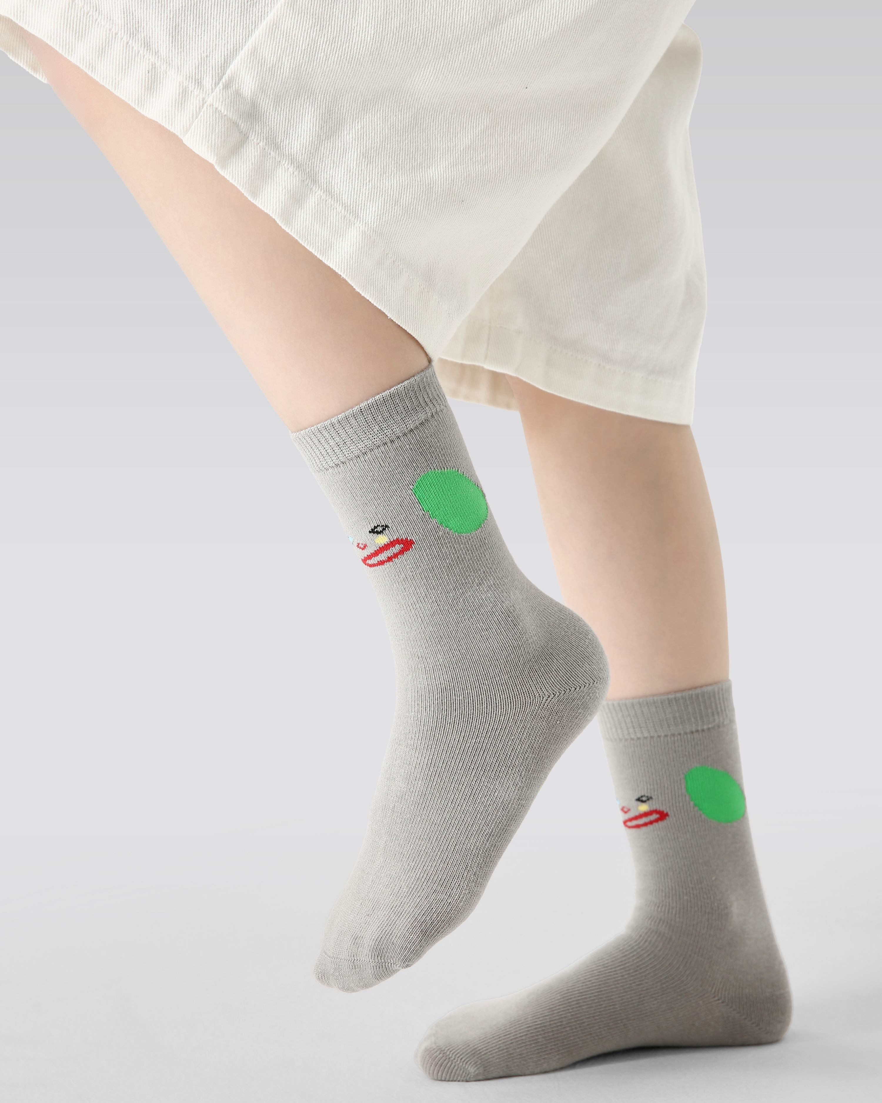 4 Pack Kids Crew Socks Building Block Doll Cute Cartoon Pattern