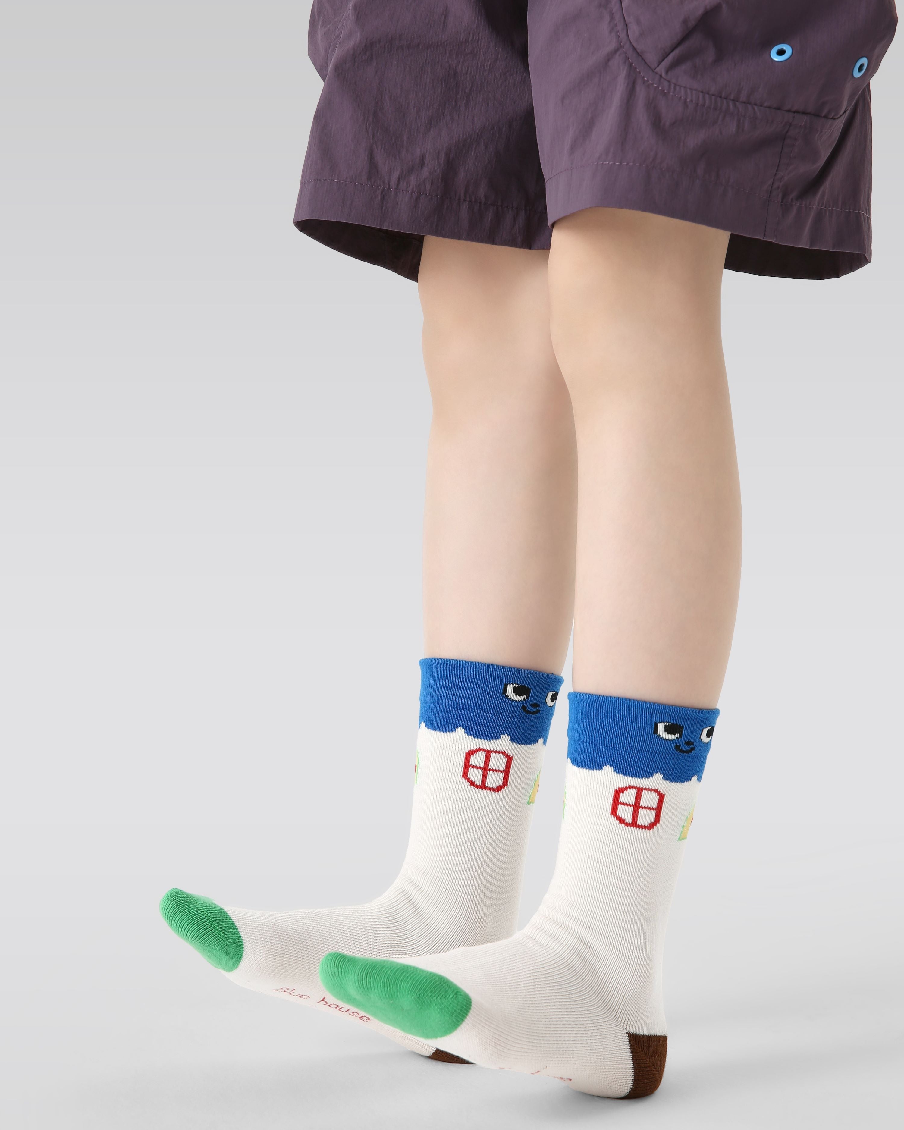 4 Pack Kids Crew Socks Building Block Doll Cute Cartoon Pattern