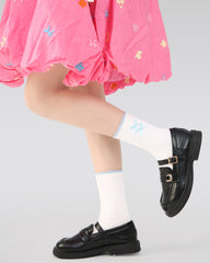 4 Pack Kids Crew Socks Misty Blue Bunny Bow Stripe Rabbit Pattern