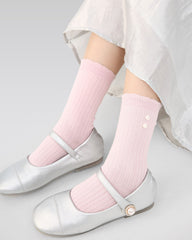 4 Pack Kids Crew  Socks Pearl Bunny Pearl Bow Stripe Rabbit Pattern