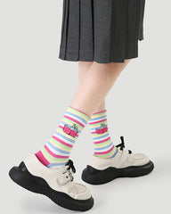 Sweetnana 5-Pack "Flower Sea" Series  Fun Women's Crew Socks Seamless Cotton with Colorful and Cute Designs Cozy for Everyday Comfort