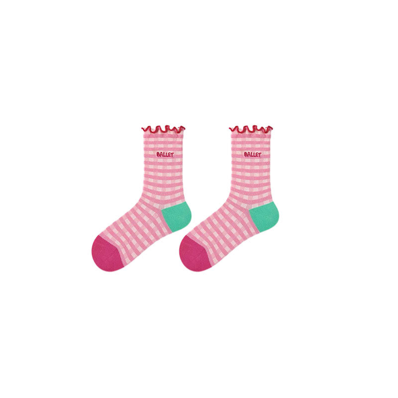 5-Pack Women's Cotton Crew Socks Flower Sea Series Colorful Cute