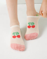 5-Pack Kids' Cotton No Show Socks Cherry Bunny Letter Casual