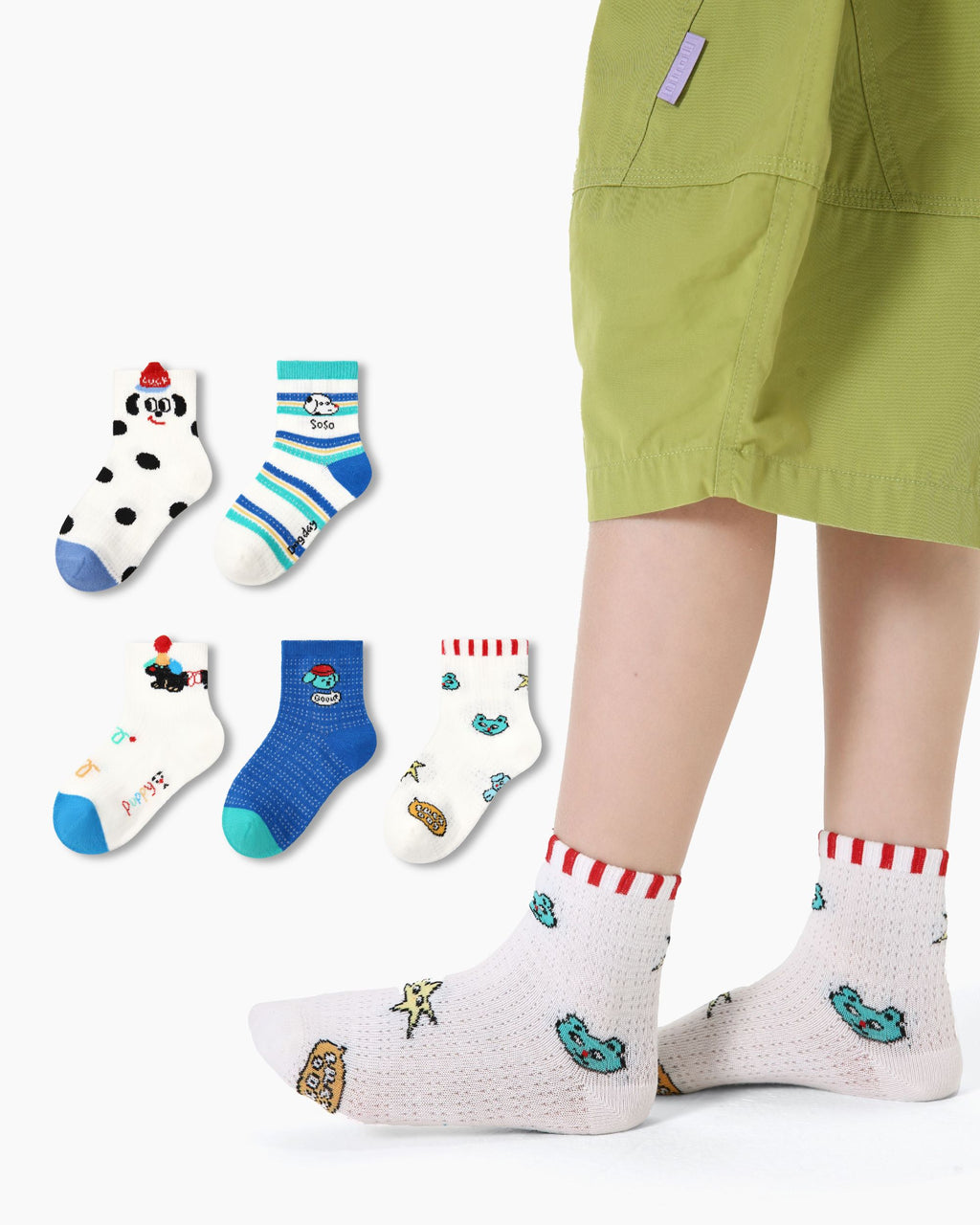 5-Pack Kids Puppy Park Series Cotton Ankle Socks Cartoon Funny - SWEET NANA