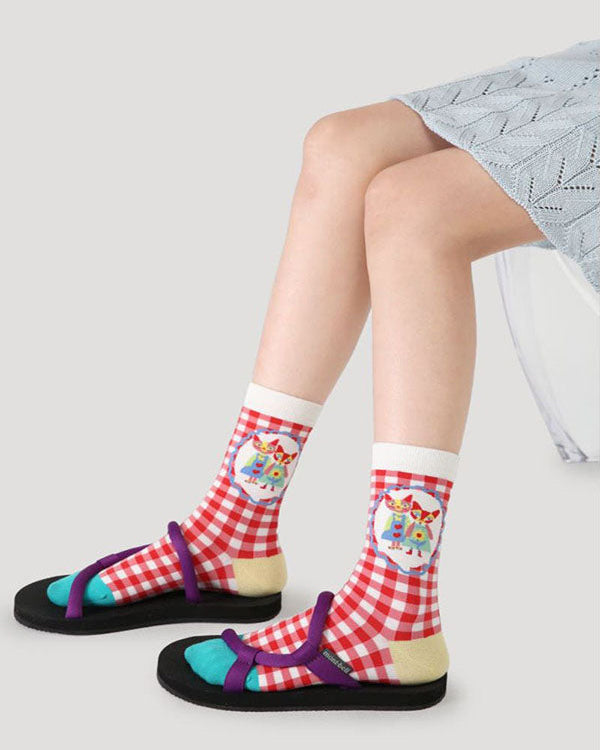 5-Pack Women's Cotton Crew Socks Life Ditty Series Cute Colorful