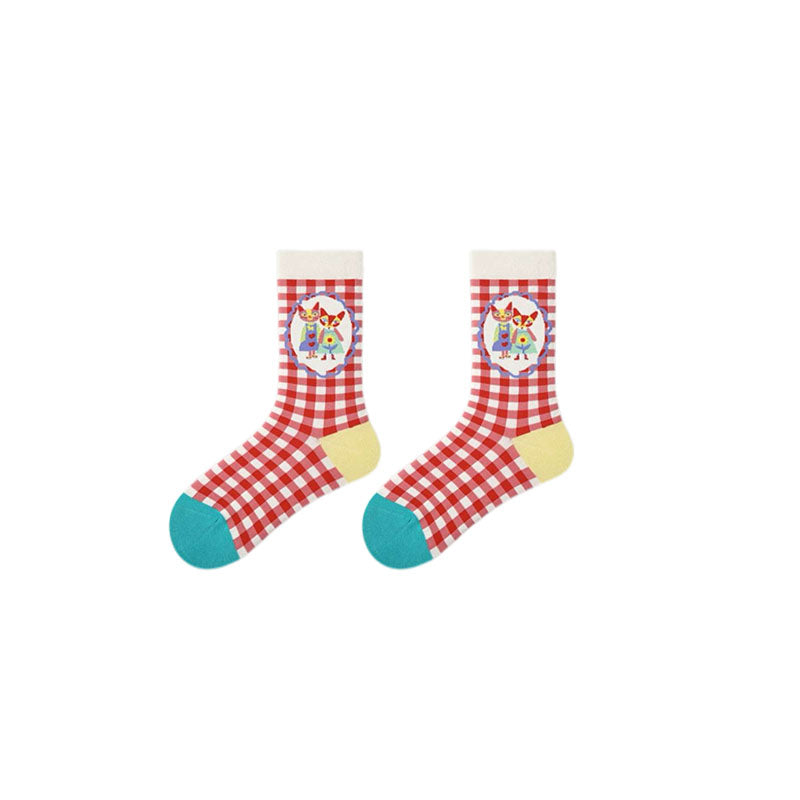 5-Pack Women's Cotton Crew Socks Life Ditty Series Cute Colorful