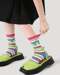 5-Pack Women's Cotton Crew Socks Happy Notes Series Cute Breathable