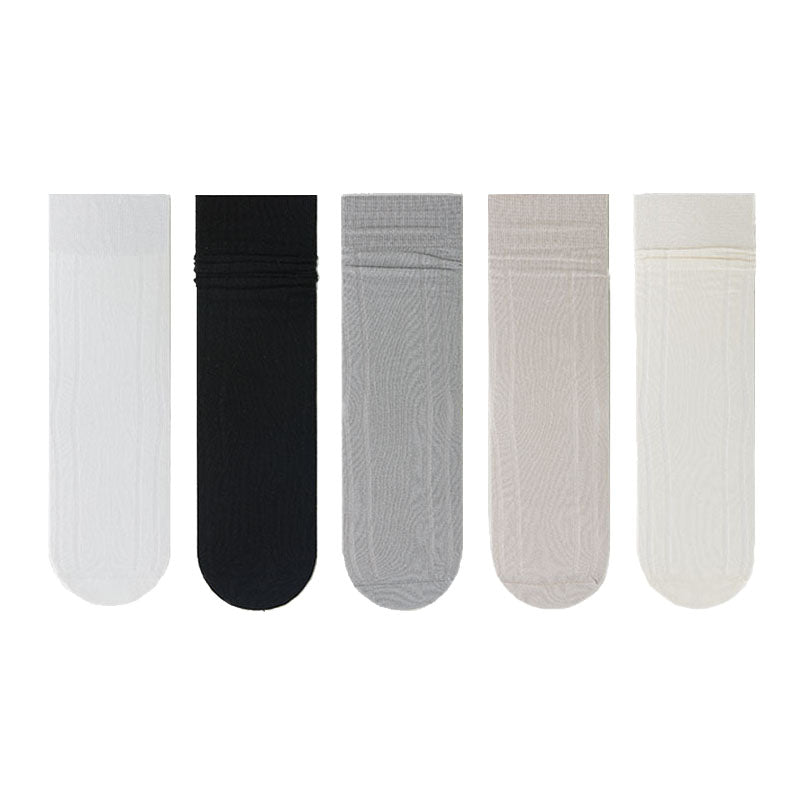 5-Pack Women's Crew Socks Modal Ultra Thin Breathable Solid Color Socks