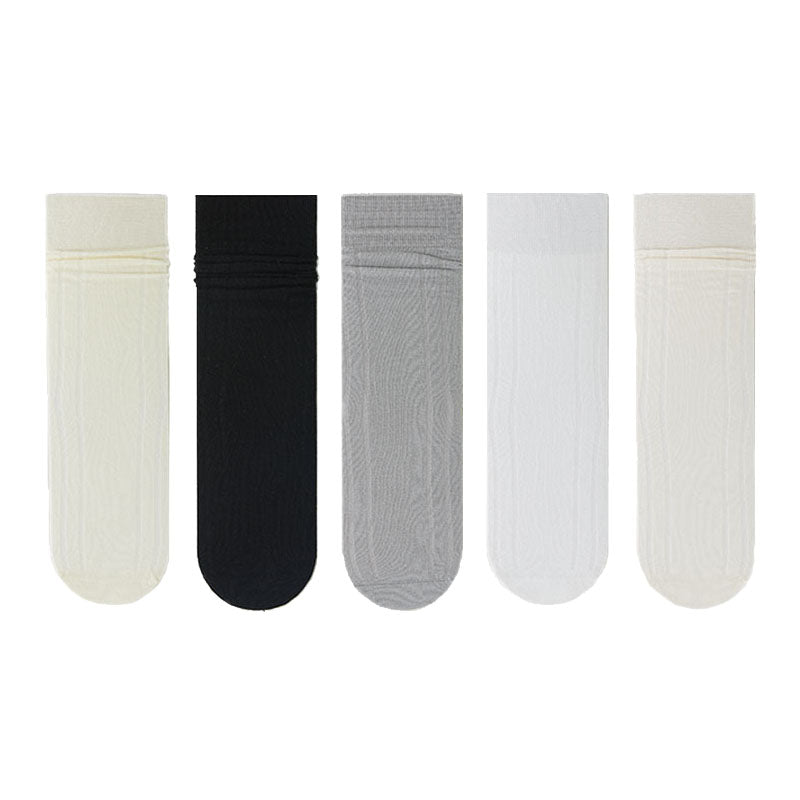 5-Pack Women's Crew Socks Modal Ultra Thin Breathable Solid Color Socks
