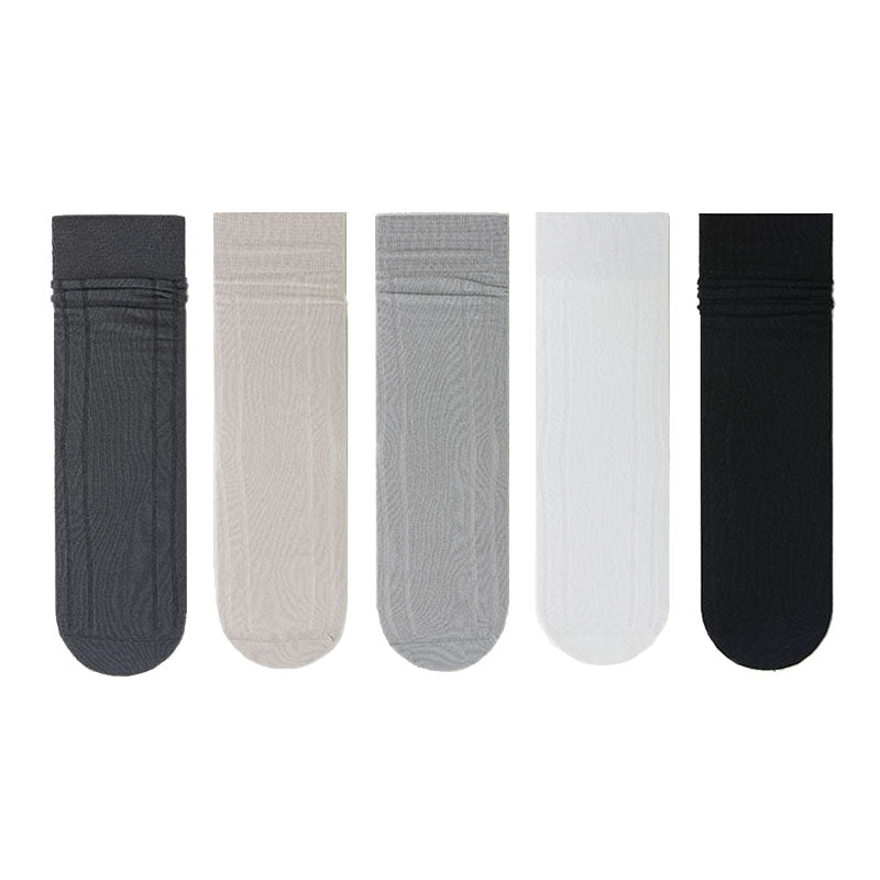 5-Pack Women's Crew Socks Modal Ultra Thin Breathable Solid Color Socks