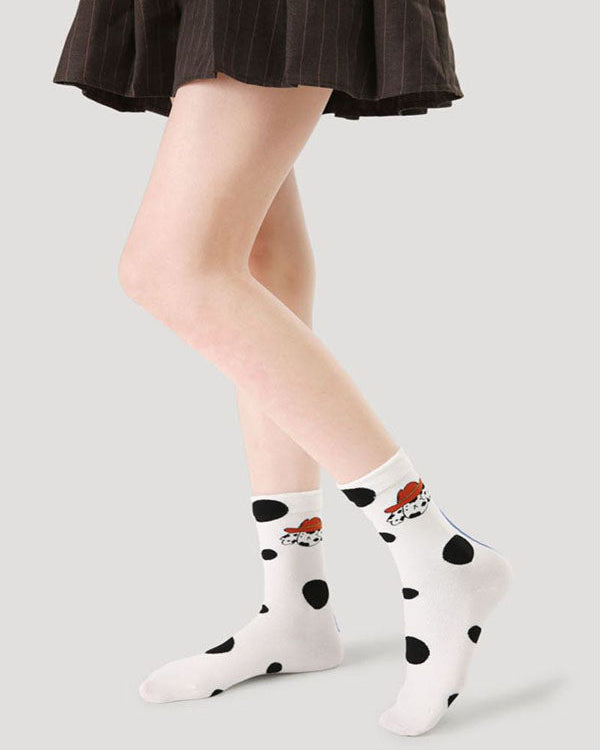 5-Pack Women's Cotton Crew Socks Happy Notes Series Cute Breathable