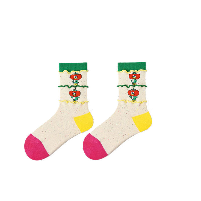 5-Pack Women's Cotton Crew Socks Happy Notes Series Cute Breathable