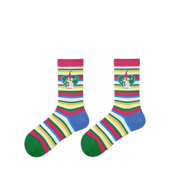5-Pack Women's Cotton Crew Socks Happy Notes Series Cute Breathable