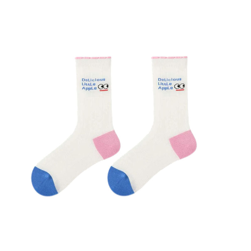 5-Pack Women's Cotton Crew Socks Happy Notes Series Cute Breathable