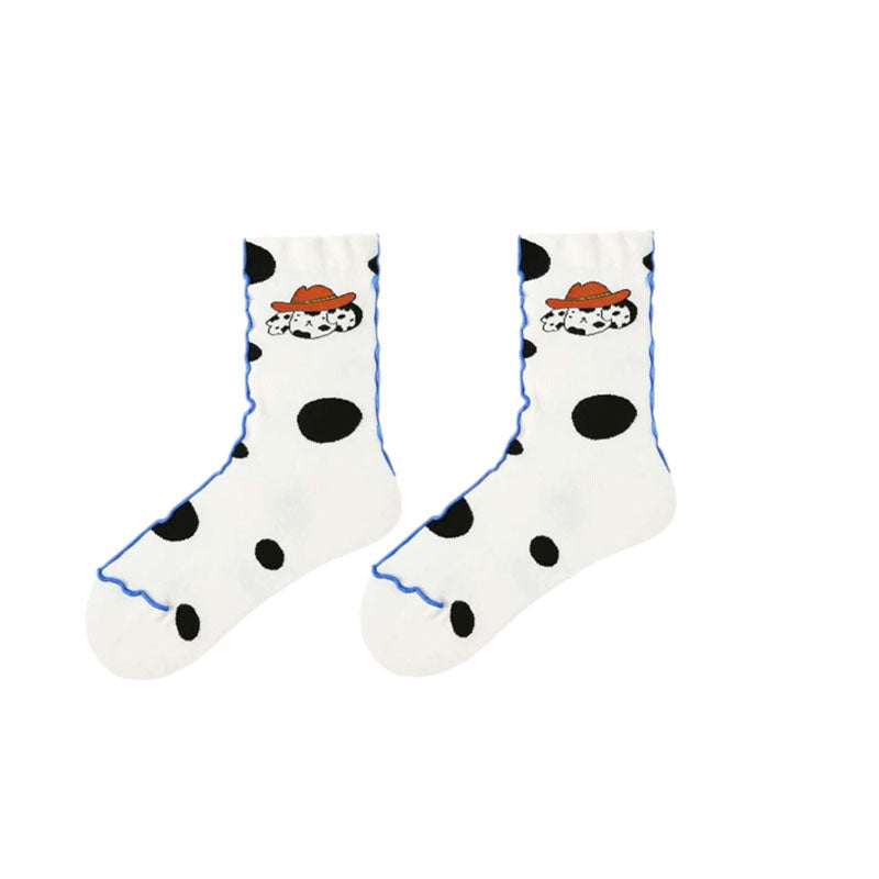 5-Pack Women's Cotton Crew Socks Happy Notes Series Cute Breathable