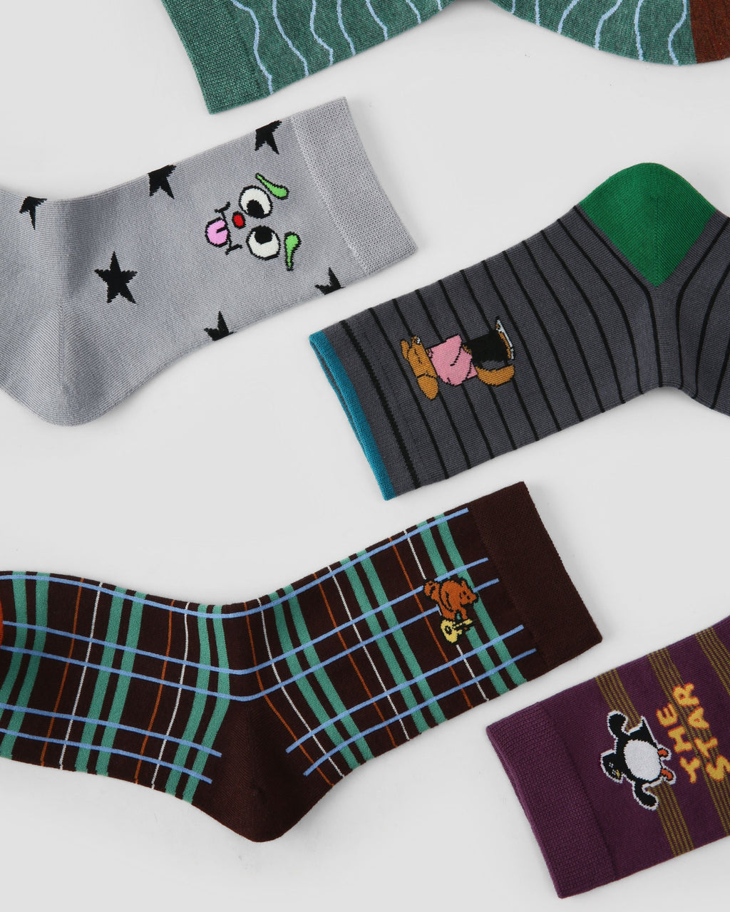 5 Pack Cartoon Animal Cotton Crew Socks
