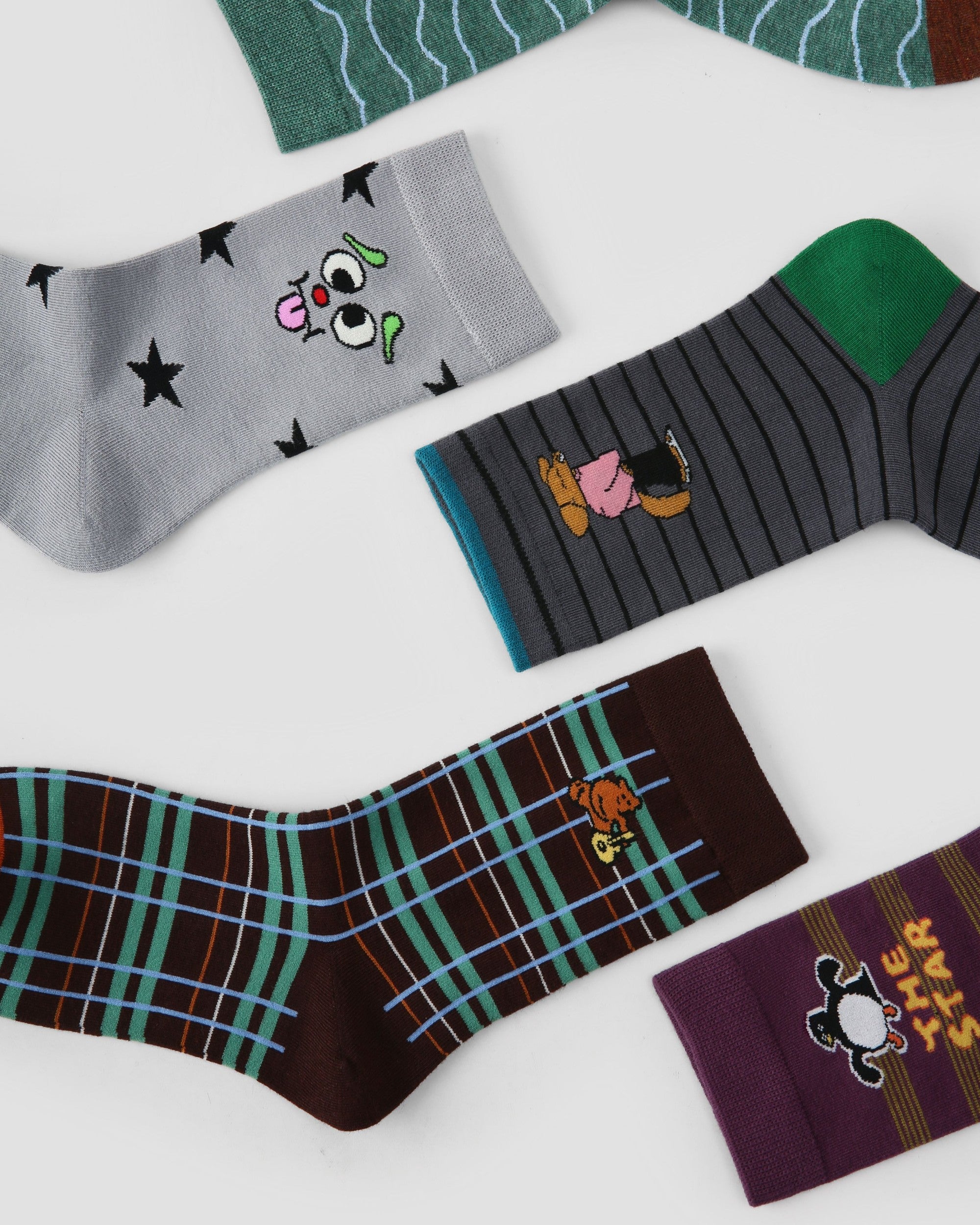 5 Pack Cartoon Animal Cotton Crew Socks