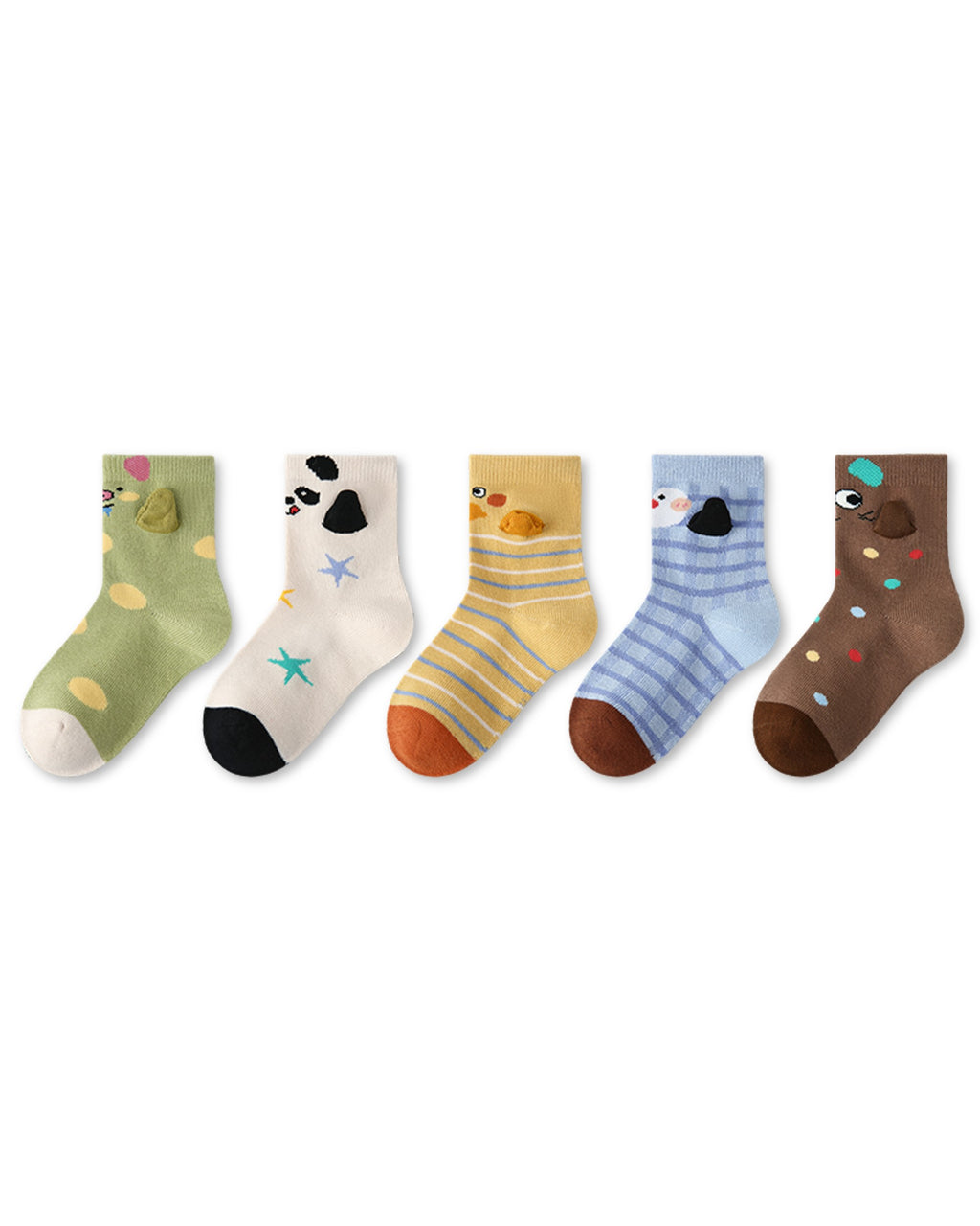5 Pack Kids 3D Animal Friends Cotton Crew Socks